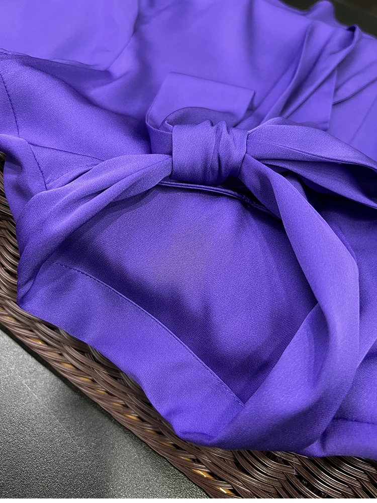 FANIECES Blusas Mujer 2024 Satin Women Shirts Autumn Long Sleeve Solid Purple Blouse Elegant Bow Tie Office Ladies Tops Pullover