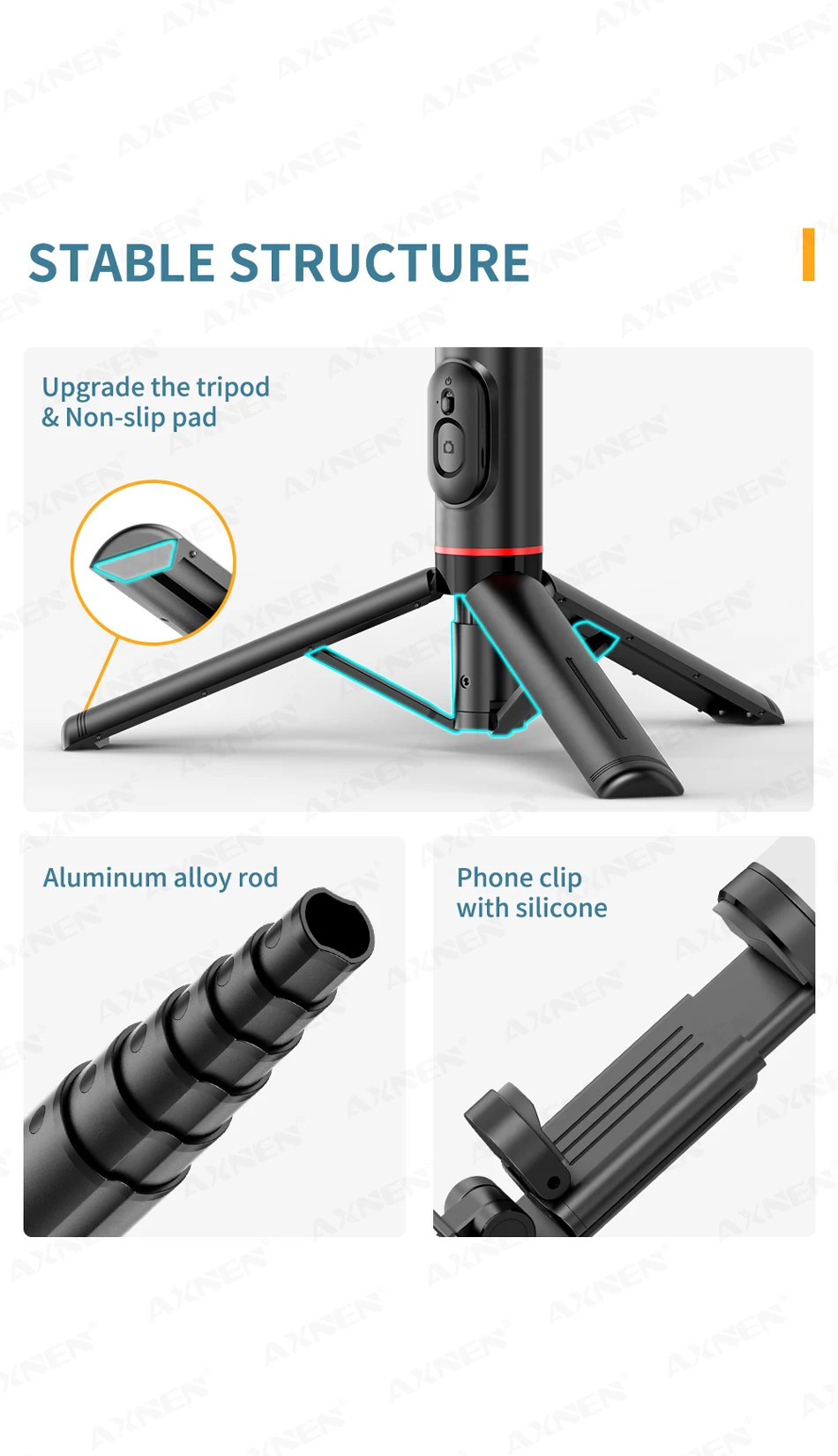 Description Picture 3 of itemQ12S Foldable Wireless Selfie Stick Bluetooth Monopod with Remote Shutter Fill Light Tripod for iPhone Android Huawei 2023 NEW