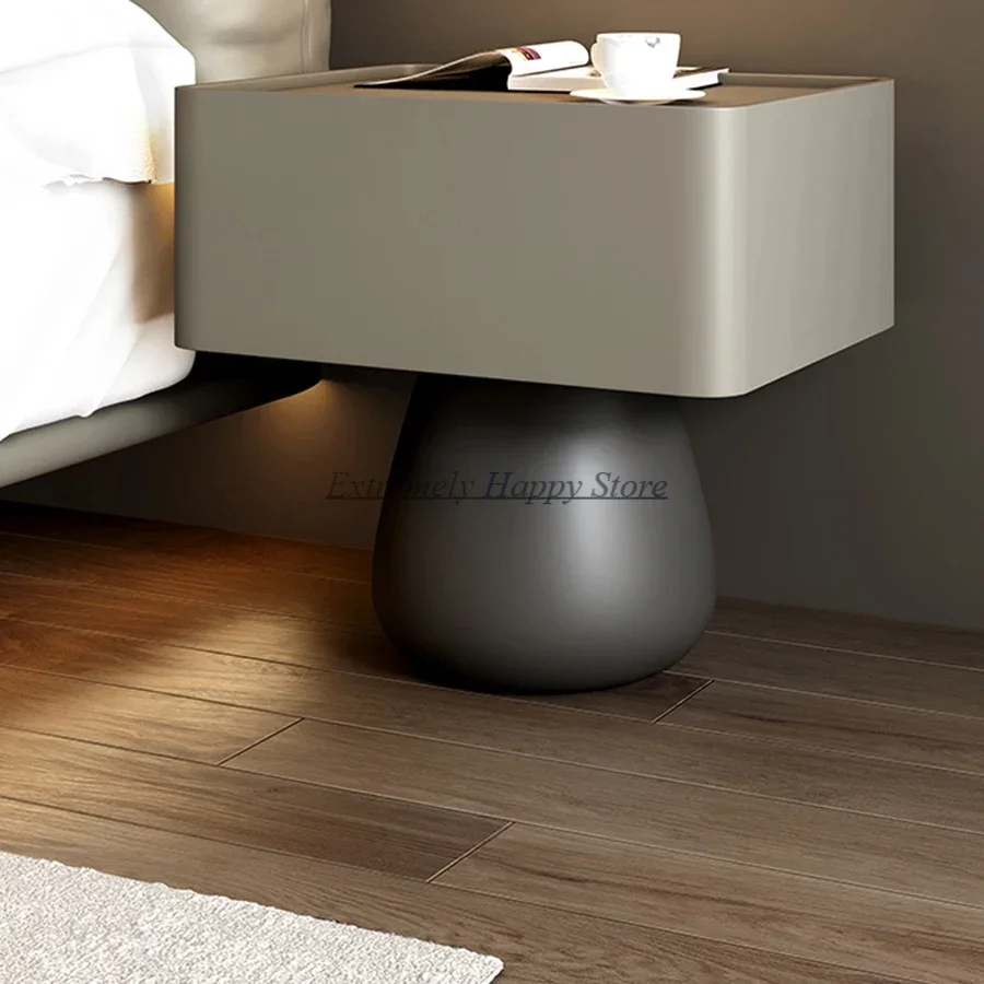 

Modern Bedside Table Waterproof Luxury Simple Italian Solid Wood Nightstand Table Leather Szafka Nocna Kids Bedroom Furniture