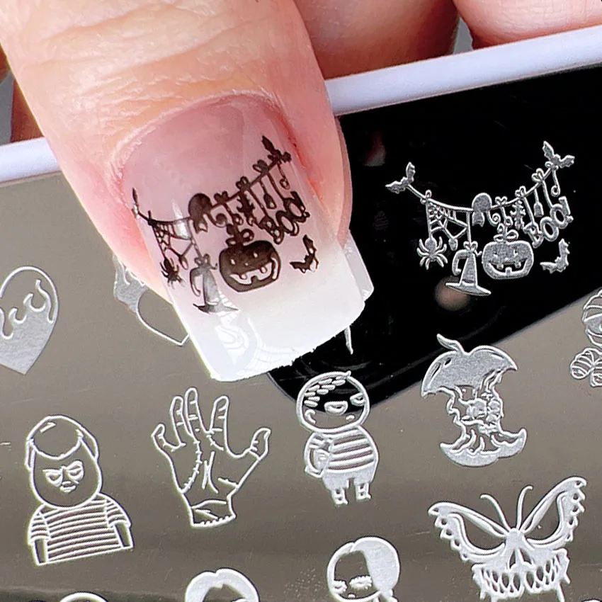 XMQ Steel Nail Art Stamping Plates Template Image Plate Halloween Nais Printing Tools 6*12cm 6