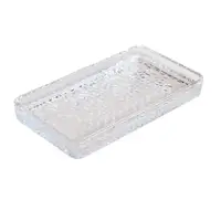 Hammered Glass Vanity Tray Organizer Clear Elegant Makeup Perfume Jewelry Cosmetic Storage Shower Bathroom Display Durable Heavy 2