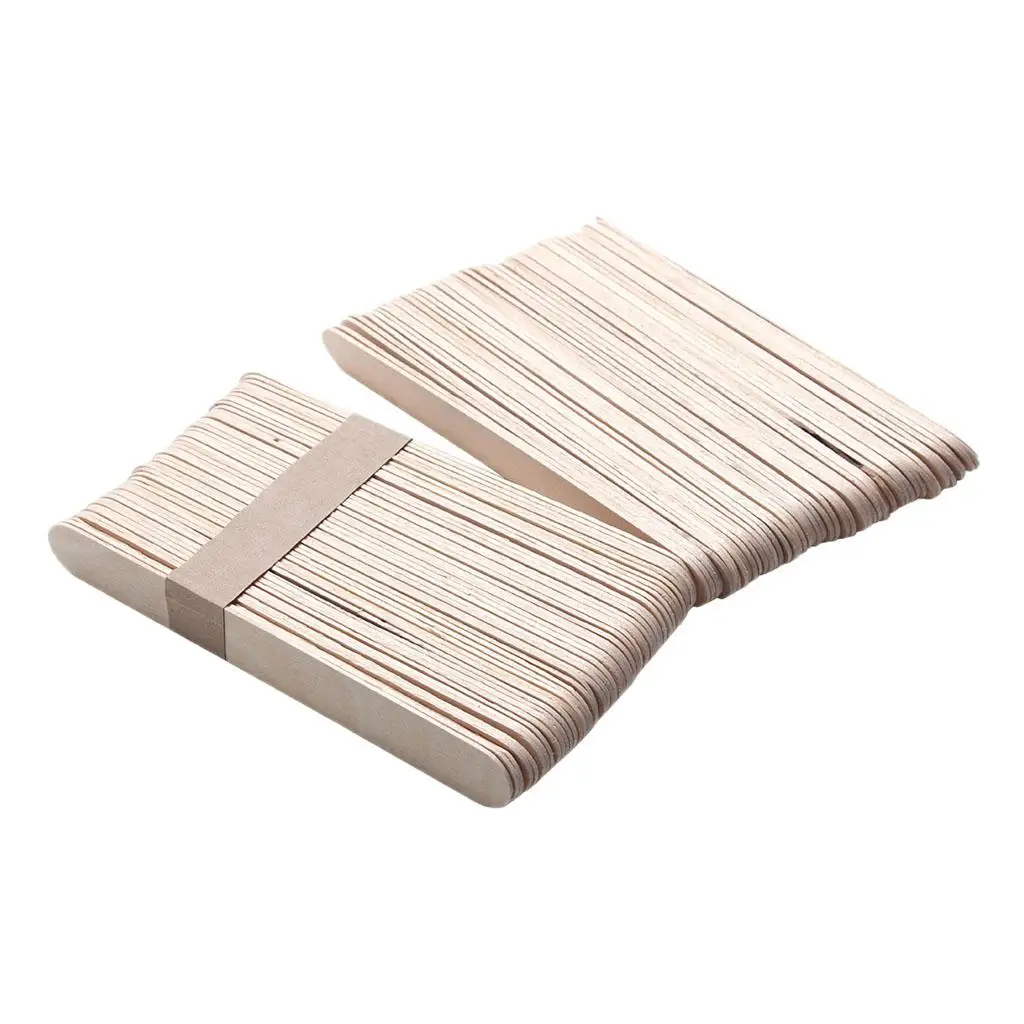 50 Pcs Wood Hard Wax Beans Spatula Set Wax Applicators Scrapers Sticks for Salon Home Face Eyebrows Body Beauty Wax Bean Stick 3