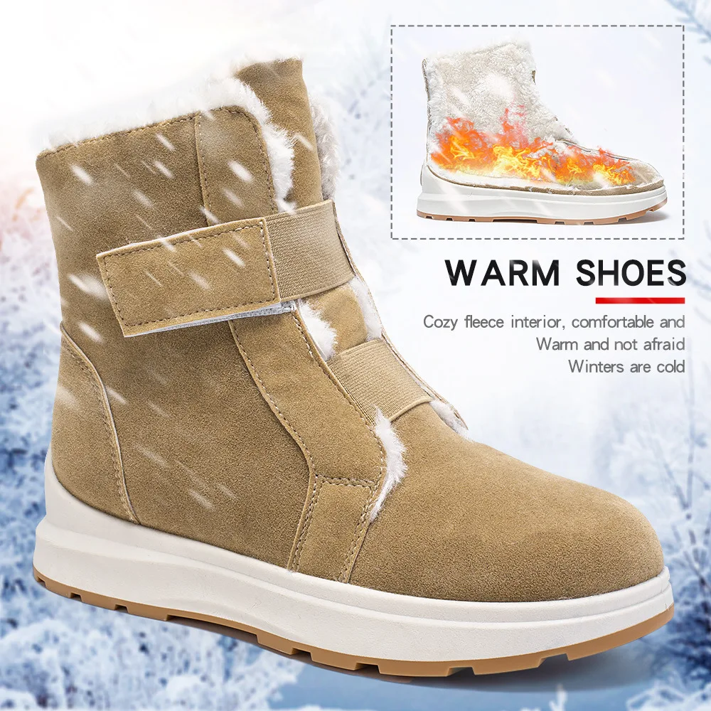 

Women Boots 2023 Winter Faux Suede Thick Plush Snow Boots New Non-slip Keep Warm Shoes Woman Cotton Padded Platform Ankle Boots