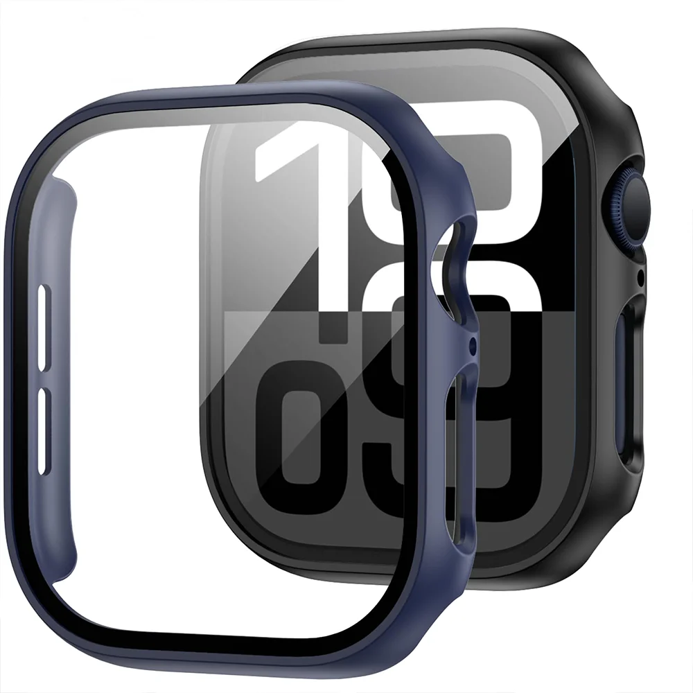Premium Tempered Glass & Protective Case for Apple Watch - Screen Protector Cover