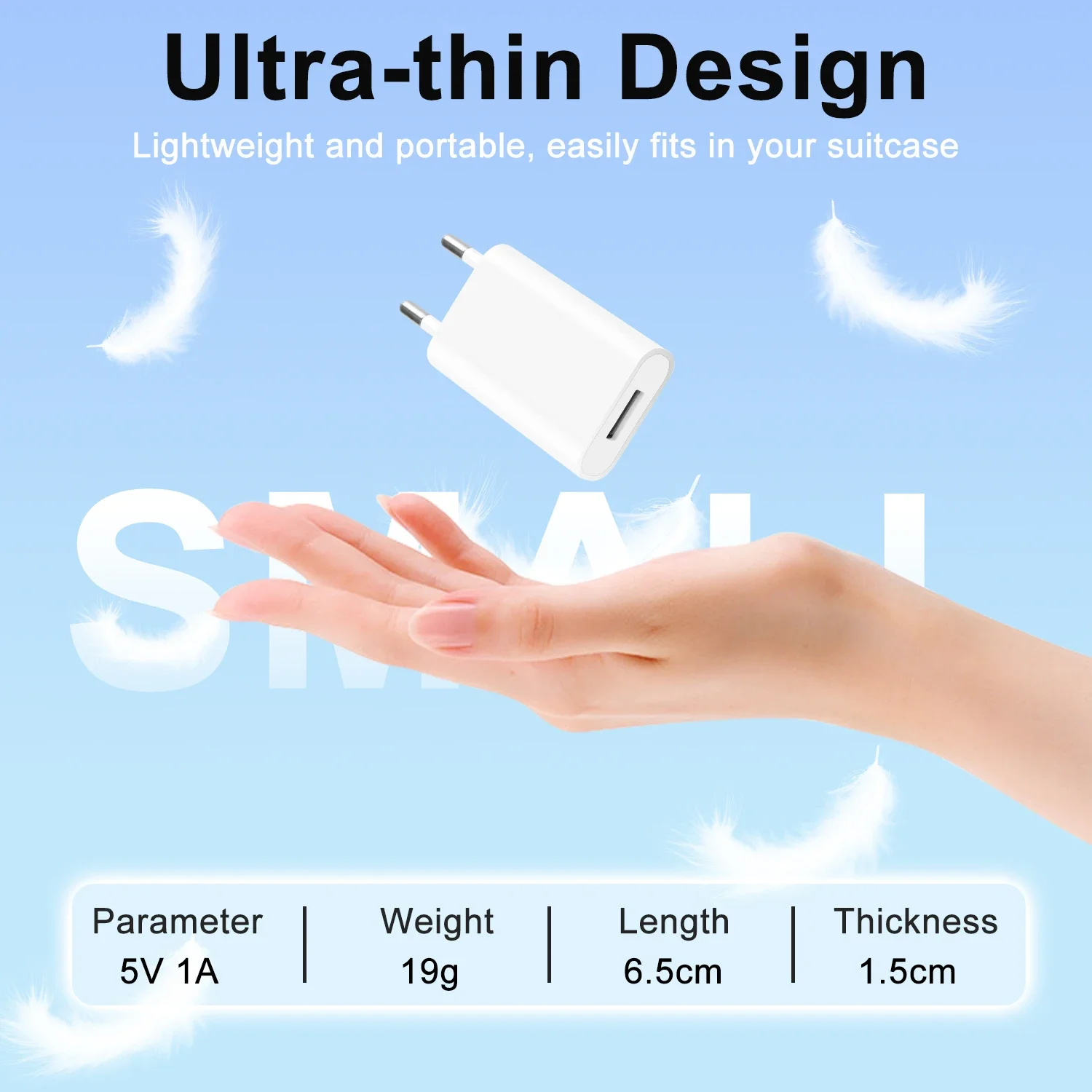 3pcs USB Wall Charger EU Plug Phone Charger Head 5V/1A thumbnail 2