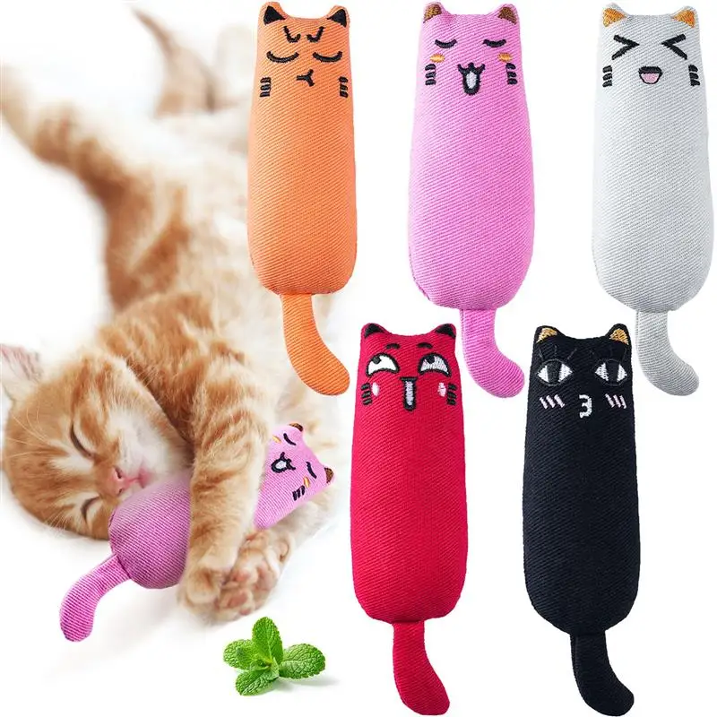 

5Pcs Creative Christmas Pet Toy Cute Expression Catnip Cat Toy Pet Chew Toy Molar Teething Cute Toys Toy For Cats Kitten Supply