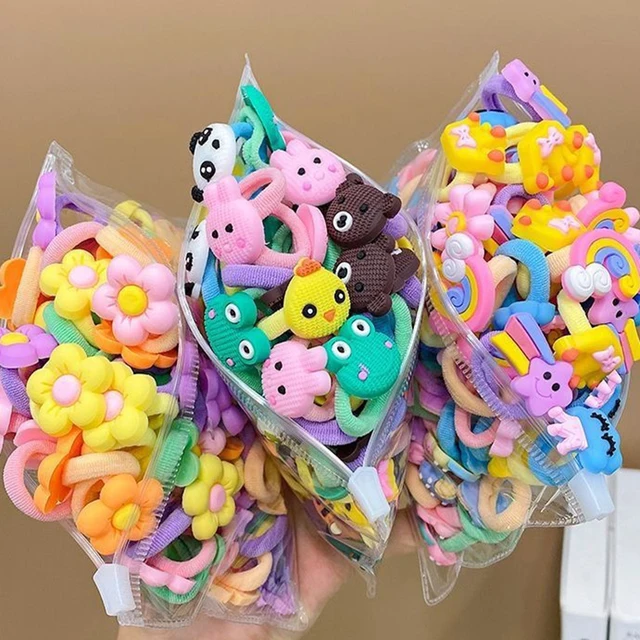 10/20Pcs/Set Cute Cartoon Rubber Elastic Hair Bands Girls Not Hurt Hair Small Scrunchie Kids Sweet Hair Ties Hair Accessories 2