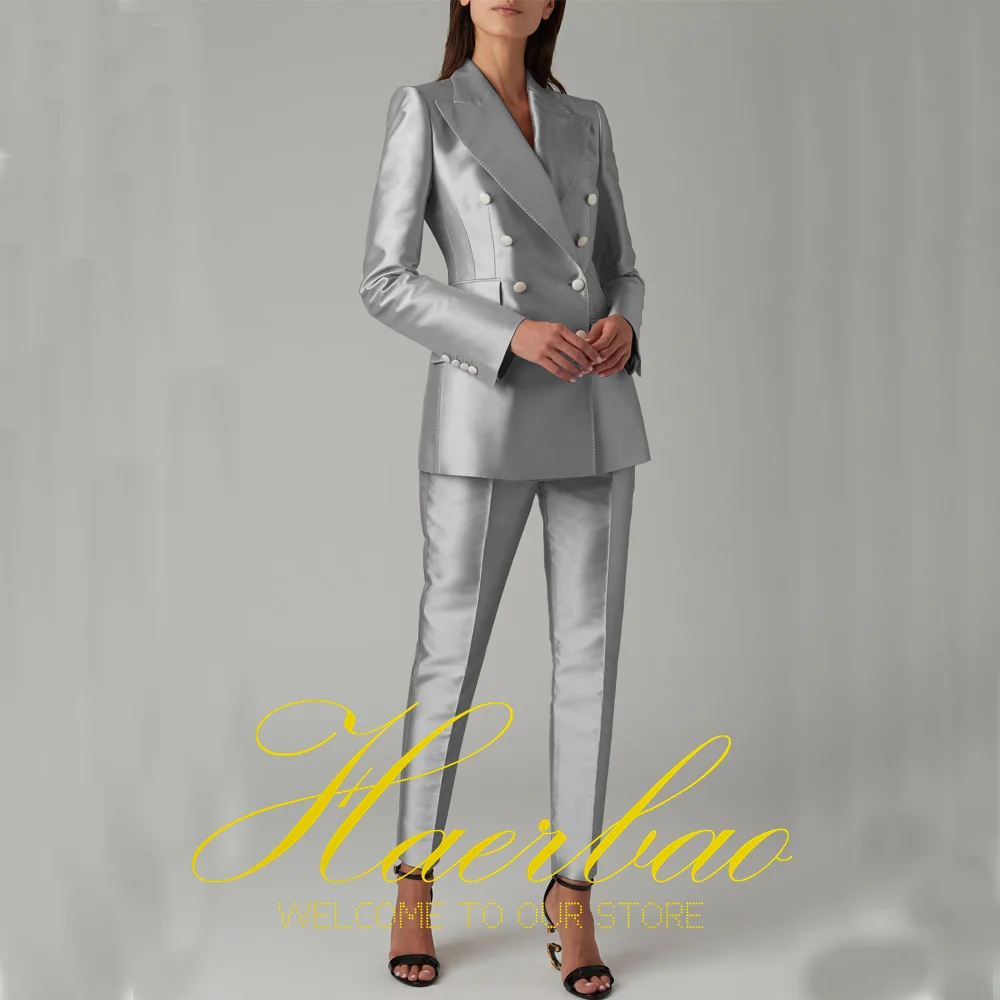 Women's Double Breasted Blazer and Pants Suit, Pink, Formal, Customized, Wedding Dress, Mom, 2 Pcs