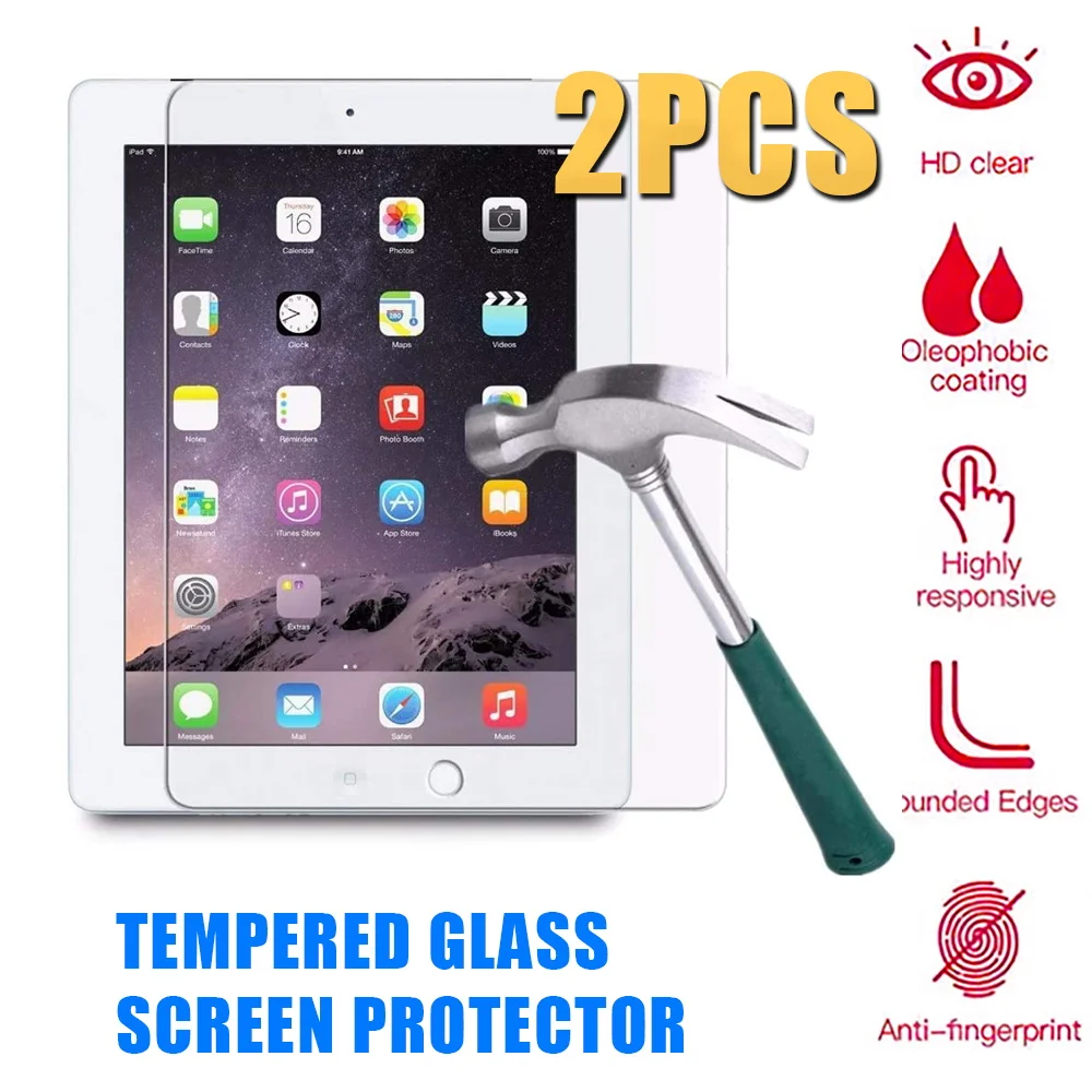 

2Pcs Tempered Glass for iPad 2 3 4 9.7 inch Tablet Screen Protector Cover Full Coverage Screen for A1395 A1396 A1397 A1460