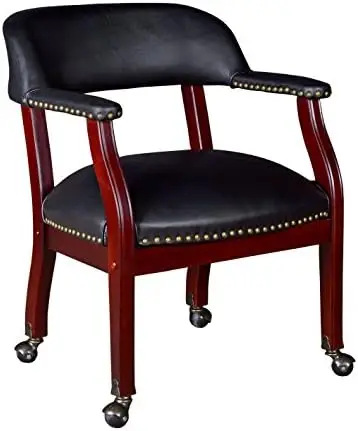 

League Captain Chair with Casters, Black
