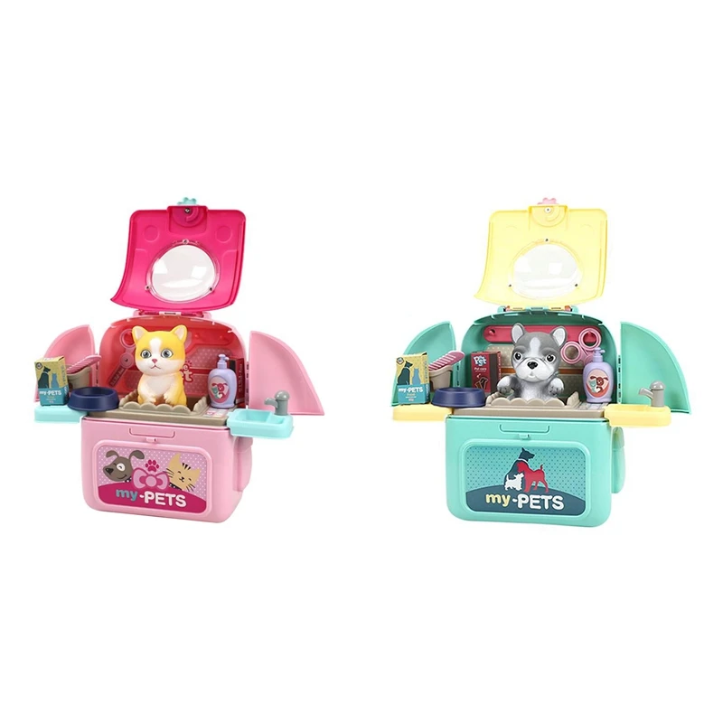 

Игрушки для домашних животных из мультфильма, реалистичный рюкзак для домашних животных, игрушка для ролевых игр, набор для ветеринара, набор для ухода за кошками и собаками