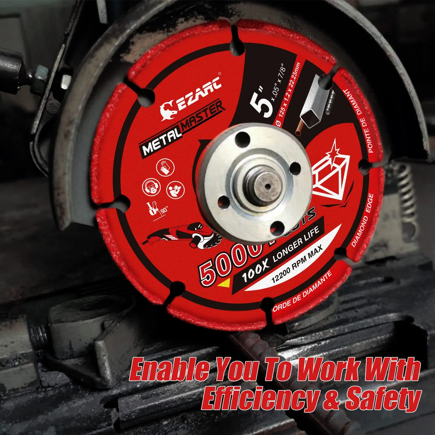 EZARC Diamond Cutting Wheel 125mm x 1.2mm x22.23mm Diamond Cut Disc Metal Cut Off Wheel 5000+ Cuts Steel Rebar Iron cutting disc