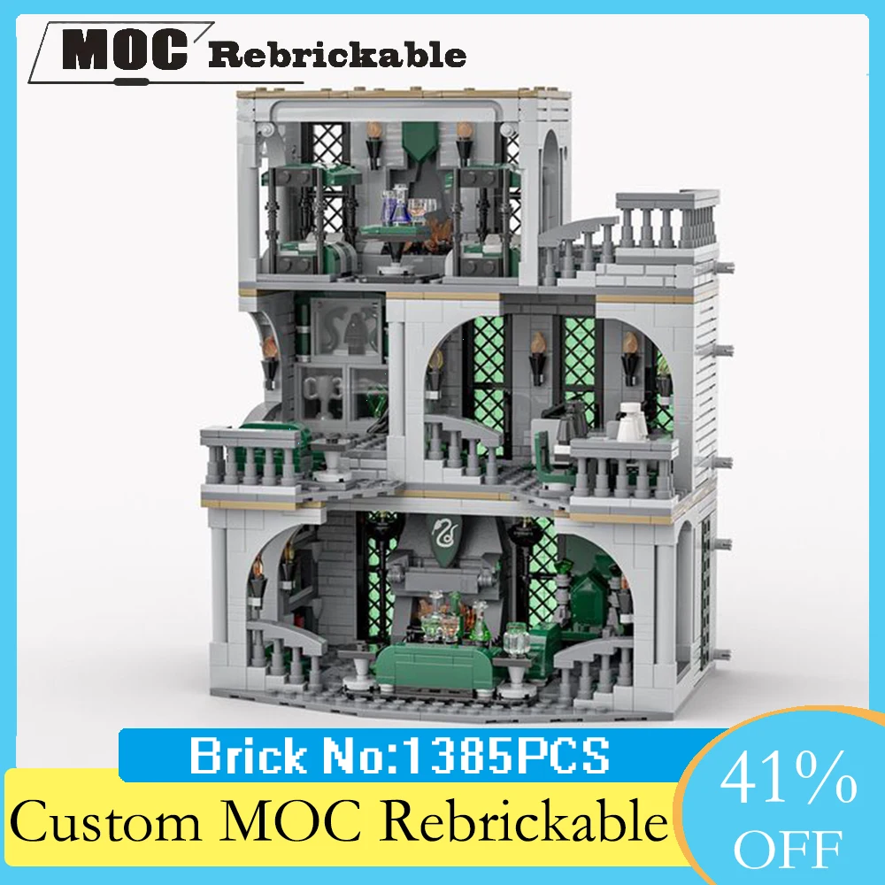 

NEW 1385PCS MOC Slytherin House Common Room and Dorm Building Block Building Model DIY Children's Assembled Toys Christmas Gift