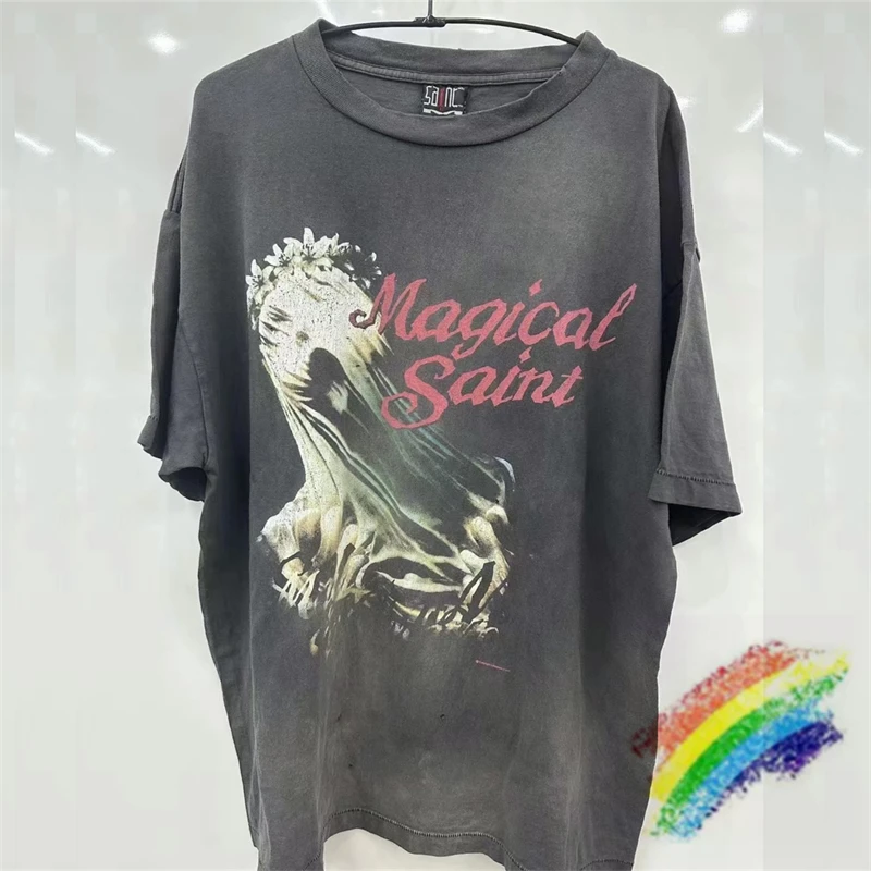 

Моющаяся Волшебная Футболка SAINT MICHAEL, мужская и женская футболка лучшего качества 2024ss, футболка, Топ