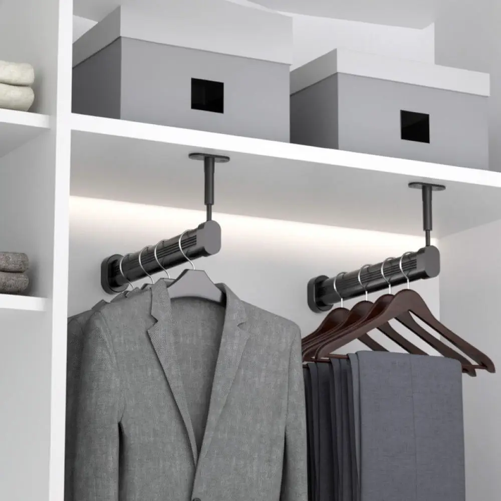Rail de suspension compact pour armoire, barre de rangement verticale pour organisateur de placard, barre de suspension pour penderie, pour placards de maison 1