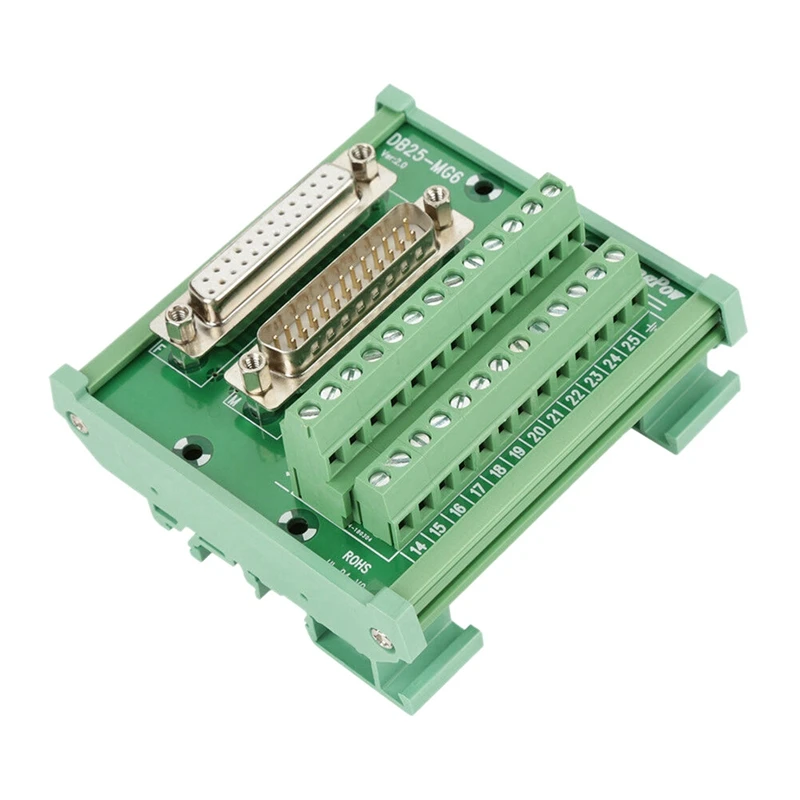 

6X DB25 DIN Rail Mount Interface Module Male/Female Connector Breakout Board