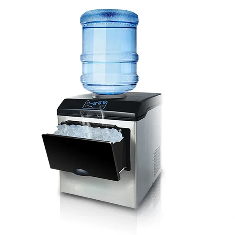 25KG Commercial High Quality Ice Making Machine English Panel Household Ice Cube Maker Tea Milk Shop Automatic Water Inlet