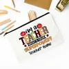 Personalised Makeup Bag Custom Name Cosmetic Case School Pencil Bags Travel Canvas Toiletry Pouch Teachers Day Gift for Teacher 6