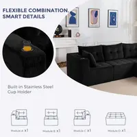Modular Sectional Sofa Couch, L Shaped Modern Cloud Couch with 1 Ottoman, Sofa in A Box, Tufted 4-Seat Boneless Sleeper Chair fo 4