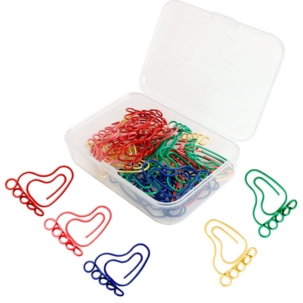 

30 Pcs Little Feet Paper Clip Footprint Shaped Bookmarks Paperclips Office Nursery Room Decoration Color Metal Document