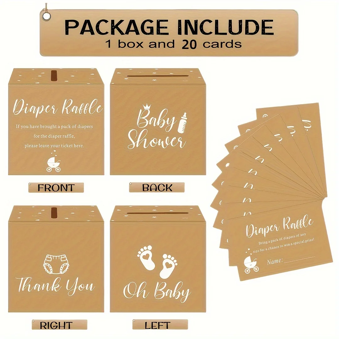Baby Shower Advice Cards Diaper Raffle Game Box Tickets Wedding Birthday Sex Reveal Themes Ballot Box Party Wishes 21pcs