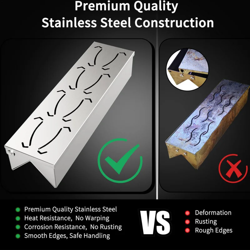 Grill Smoker Box Outdoor Barbecue Smoker Box Stainless Steel Grilling Accessories With Convenient Hinge Lid For Maximum Fume