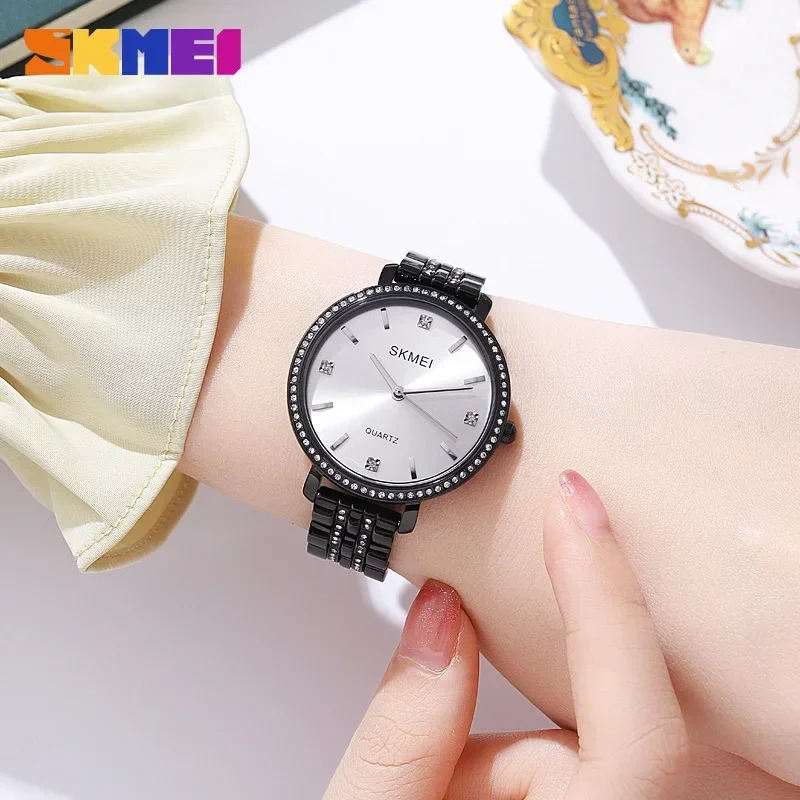 SKMEI 2006 Luxury Waterproof Women Quartz Watches Elegant Style Sport Girl Wristwatch Golden Masonry Dial Clock 1620 Reloj mujer 4