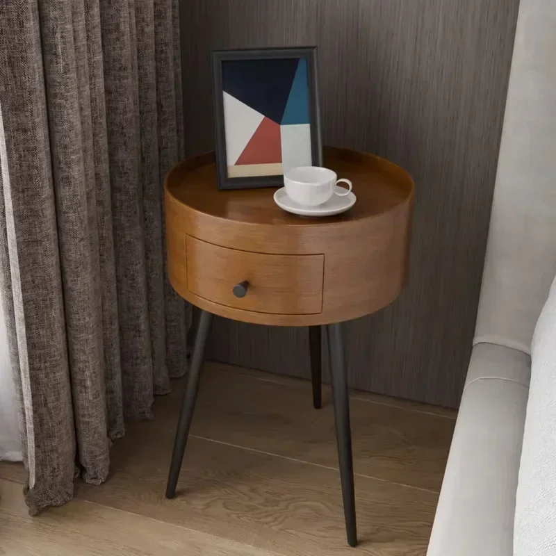 Round UltraNarrow Furniture for Living Room Modern Simple Nordic Light Luxury Small Hotel Homestay Bedside Table