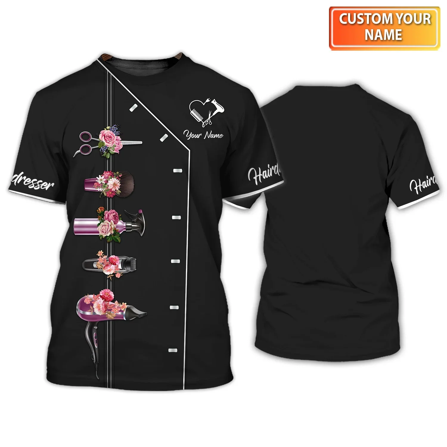 Sommer Herren T-Shirt Friseur personalisierte 3D gedruckt Unisex T-Shirt Hair Cut Shop Uniform Friseur Muster T-Shirt DW182 – Detail 9
