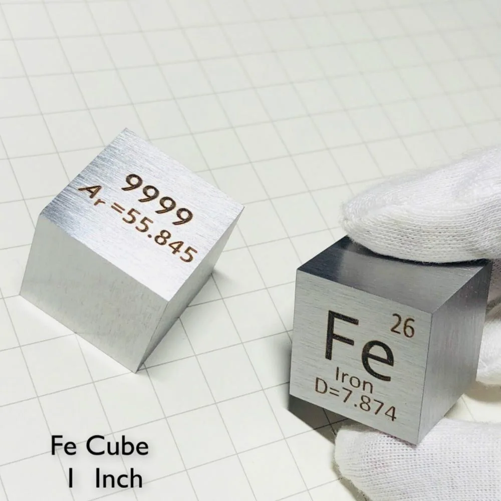 

Iron metal in the periodic table- Cube Side length is one inch (25.4mm) and weight is about 131g 99.99%