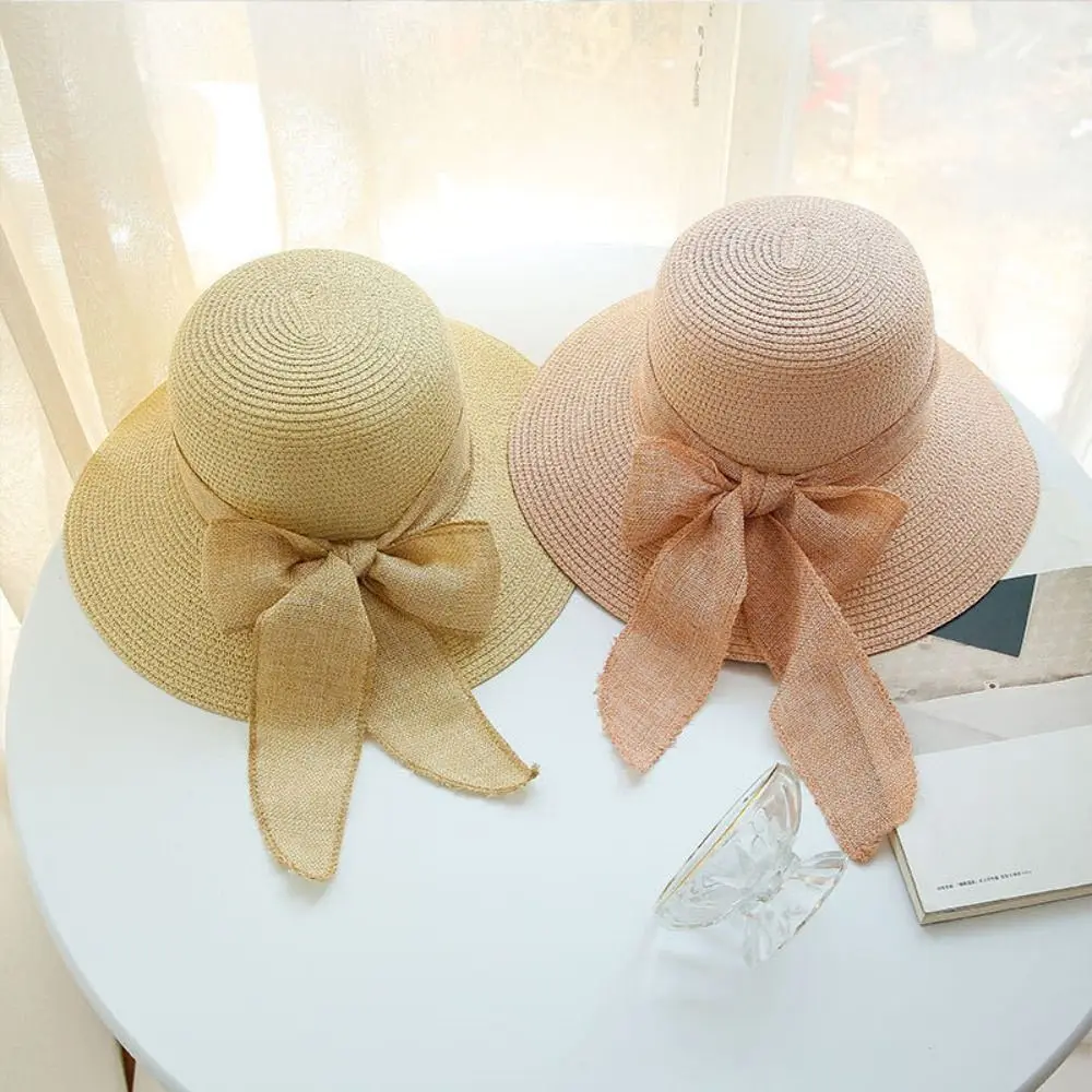 

Casual Women Sun Hat New Foldable Fashion Bowtie Fisherman Hat UV Protect Summer Travel Beach Hat