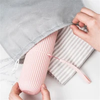 Travel Toothbrush Box Vertical Stripe Portable Mouthwash Cup Brushing Cup Washing Cup Toothware Box Toothpaste Storage Cartridge 5