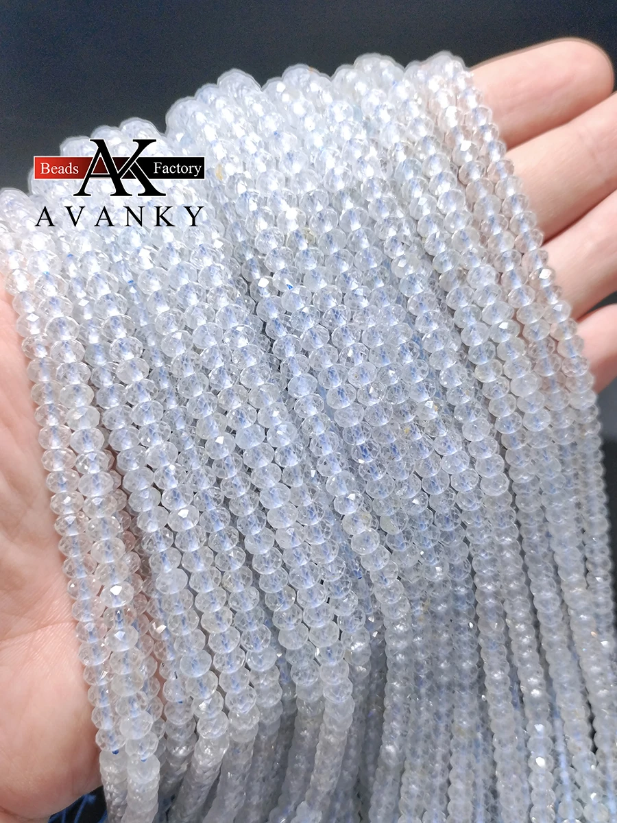 3A Natural Round Gemstone Blue Topaz Beads Loose Spacer For Jewelry Making DIY Necklace Bracelet 15''4x6mm Wholesale