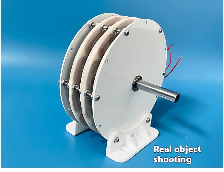 Double-layer stacked 200W * 2 permanent disk coreless generator with high effici