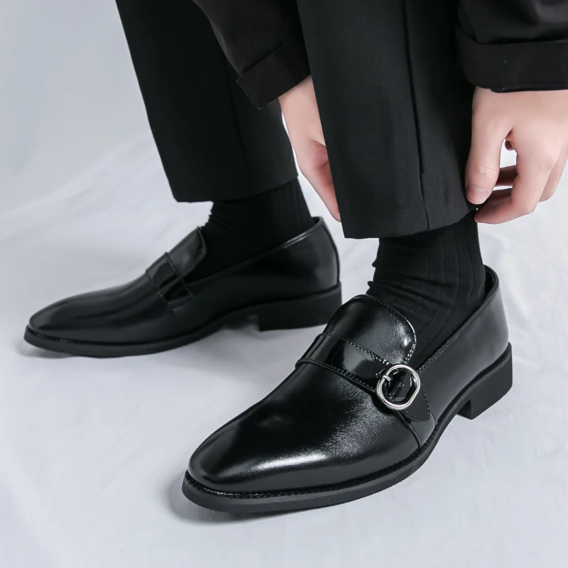Fashion Trends Mens Loafers Business Leather Shoes Brand Elegant Shoes Slip on Man Casual Work Flat Classic Low-heel