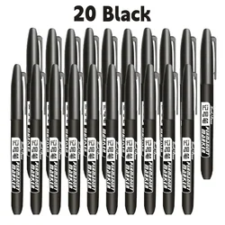 Multi - Pack Permanent Marker Set - Fine and Thick Nibs, Waterproof Ink - Black, Blue, Red (Black - 20PCS)
