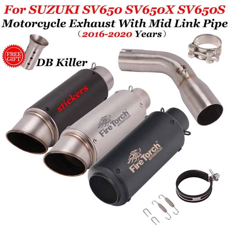 

Slip On For SUZUKI SV650 SV650X SV650S SV 650 2016-2020 Motorcycle Exhaust Modified Escape Middle Link Pipe Muffler DB Killer