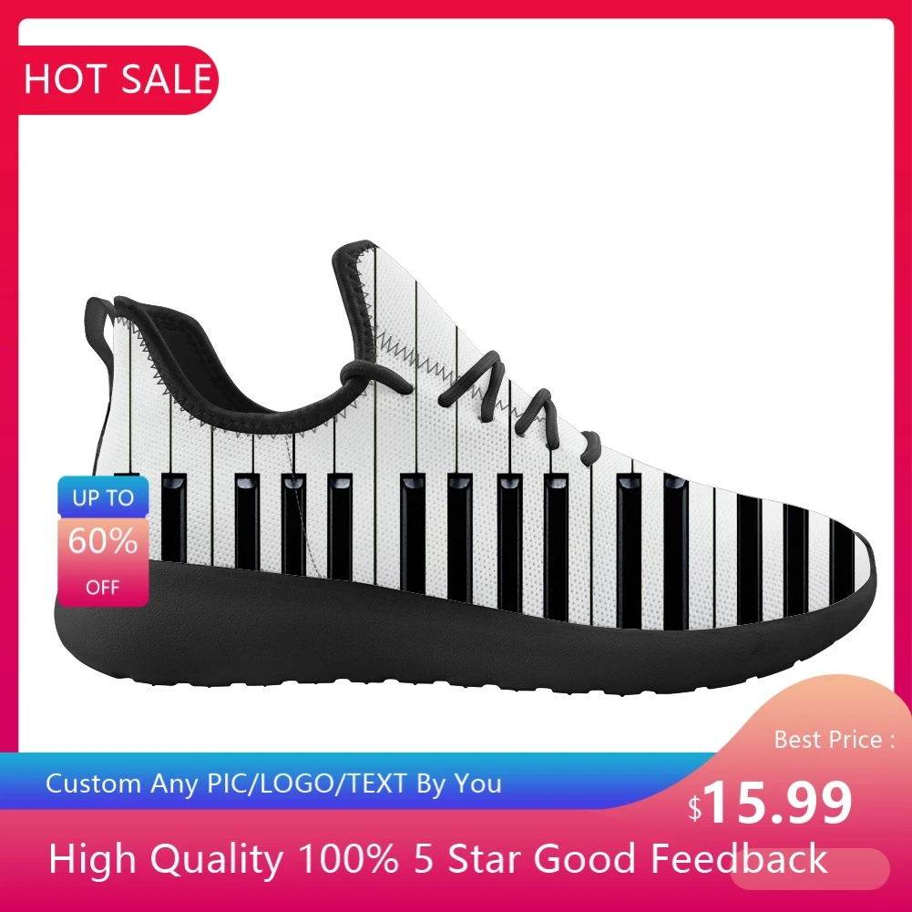 

Мужские сетчатые кроссовки с принтом клавиатуры пианино, дышащие удобные кроссовки для бега, повседневная обувь на плоской подошве, 2021