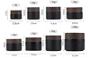 1X 5/10/15/20/30/50/60/100g Frosted Black Glass Jars Bamboo Lids Refillable Glass Jar Pot Makeup Sample Bottle Jar for Cosmetics 1