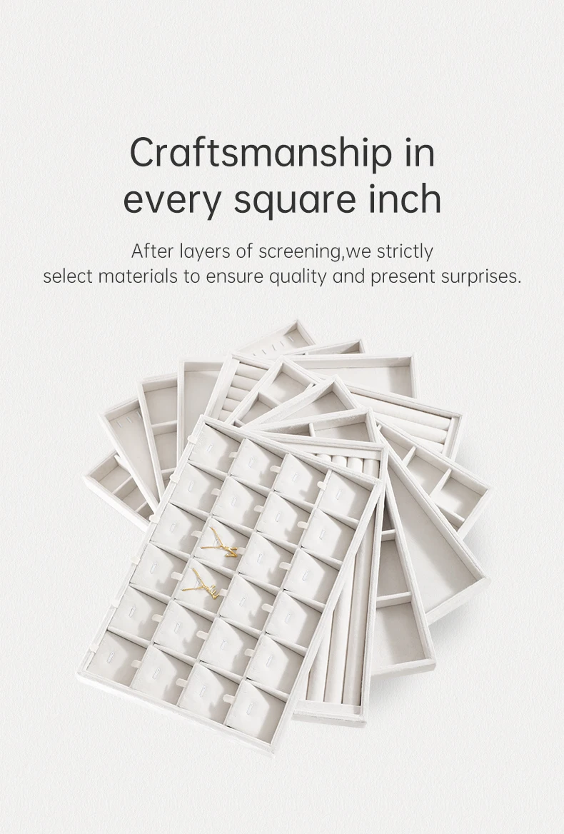 Velvet Ring Earring Bracelet Necklace Display Tray | Stackable Jewelry Organizer Drawer... - SKU VJDT0907 - UGI Packaging