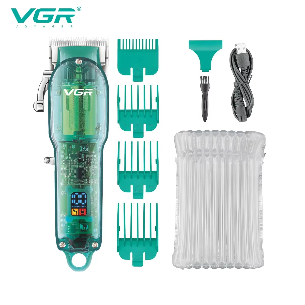 VGR مقص الشعر آلة قطع الشعر الشفافة اللاسلكي الشعر...