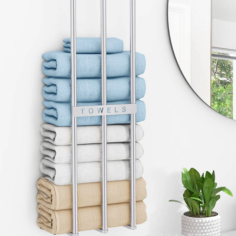 Bathroom Towel Storage Holder Space Metal Shower Room Towel Hanger Multifunctional Storage Organizer For Bathroom Accessories