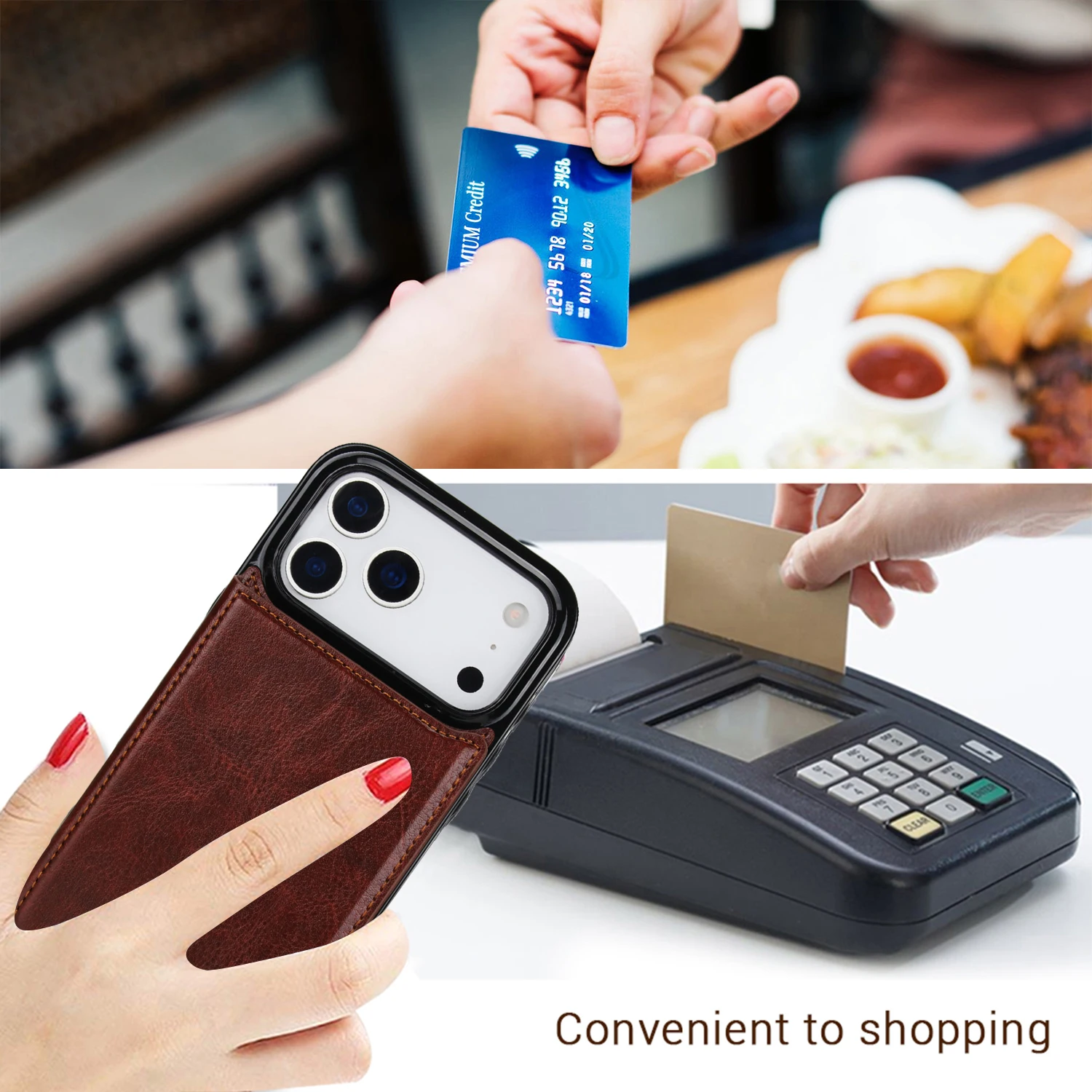 Sleek Solid Color Double Buckle Leather Wallet Case with Card Slot and Magnetic Flip - Shockproof Protective Cover