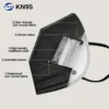 50-200Pcs NAFY 5-Layer Breathable Protective KN95 Face Mask Cup Dust FFP2 Masks Improved Standard GB2626-2019 (Black) 3