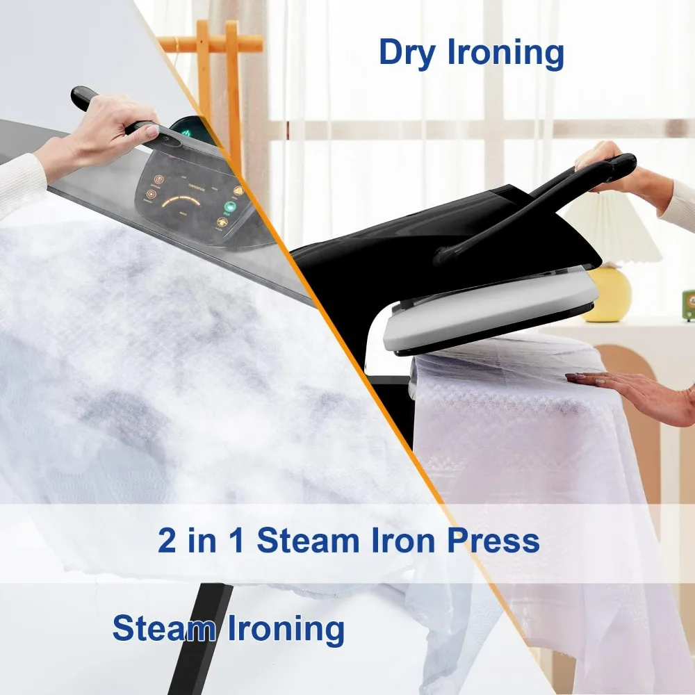 34" Large Steam Iron Press with LED Touch Screen, 1800W Steam Press with 5 Fabric Settings Language Conversion 2