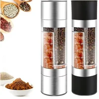 Salt and Pepper Grinder 2 in 1 Manual Stainless Steel Salt Pepper Mills with Adjustable Ceramic Grinding Spice Mill Kitchen Tool