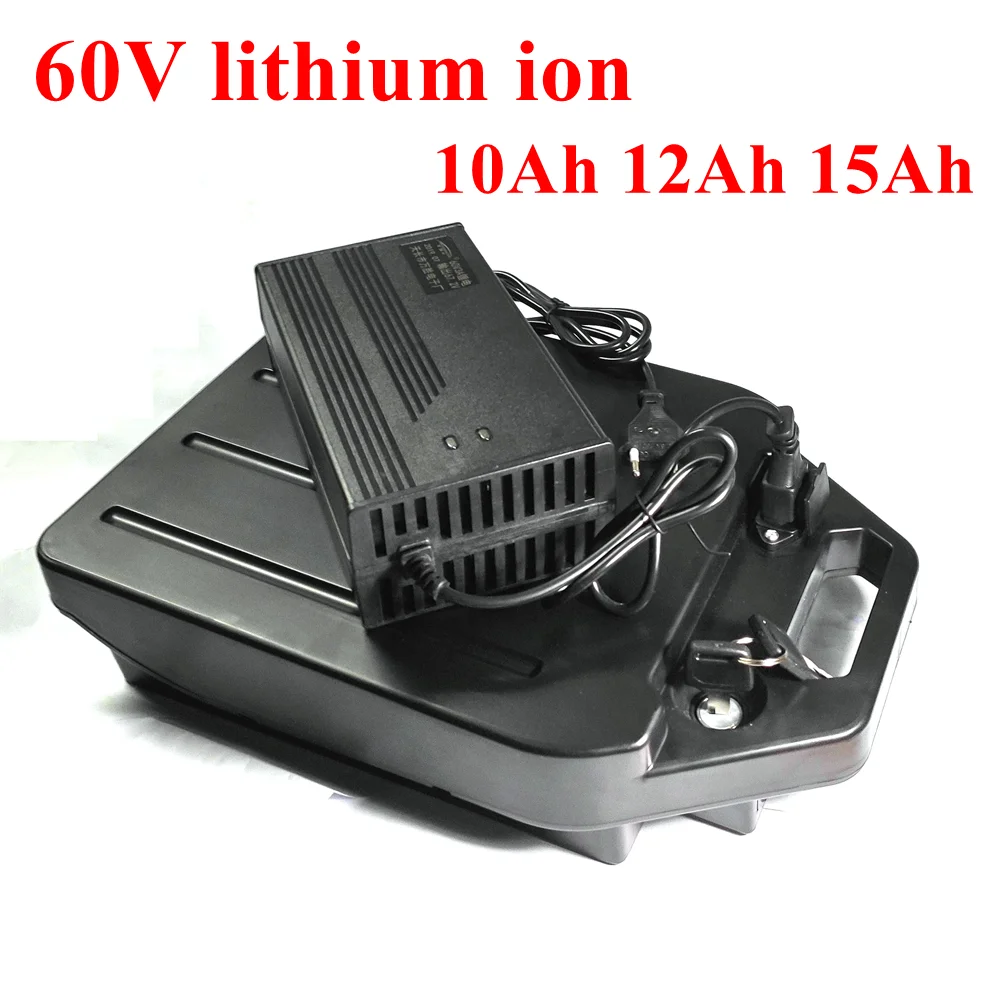 60V 10Ah 12Ah 15Ah Li Ion Agli Ioni Di Litio Bms Integrato Per Ebike Citycoco Scooter Skateboard Elettrico Moto + Caricatore 2A