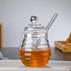 Household Transparent Glass Honey Jar with Lid Glass Stirring Stick Honey Bottle Creative Glass Transparent Jar Glass Container 1
