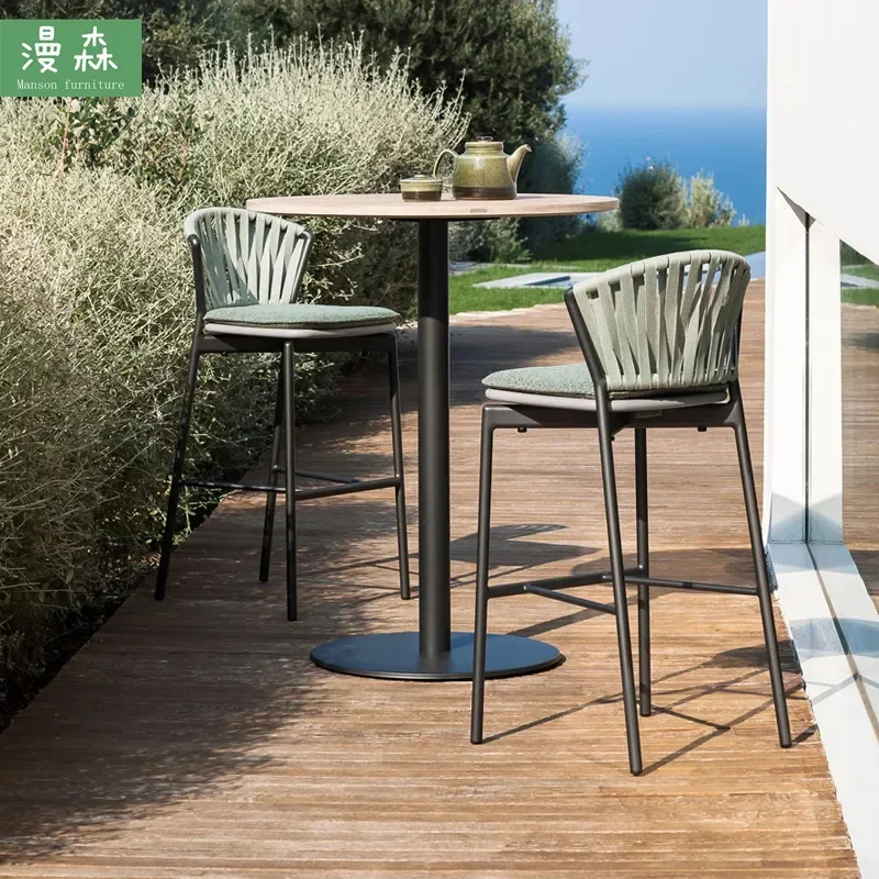 

O121Outdoor bar Chair Table chair Outdoor courtyard balcony garden terrace bar chair Coffee shop milk tea shop rattan bars