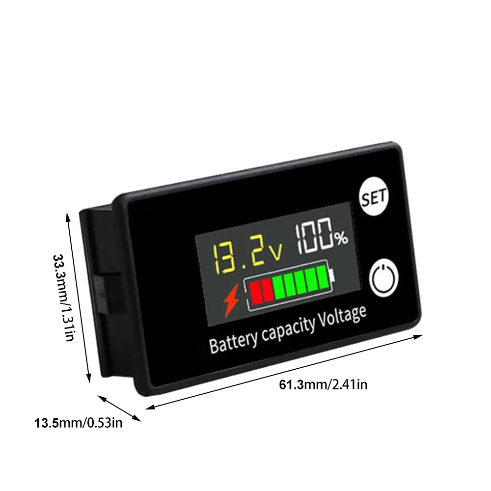 DC8-100V LCD Digital Electricity Meter 6133A Battery Capacity Indicator Lithium LiFePO4 Lead-acid Cell 12V 24V 48V 72V Voltmeter